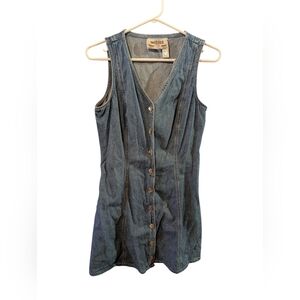 Denim Button-Down Vest Dress